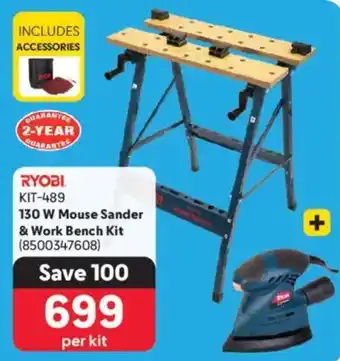 Makro RYOBI 130 W Mouse Sander & Work Bench Kit offer