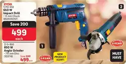 Makro RYOBI 650W Impact Drill or 850W Angle Grinder offer