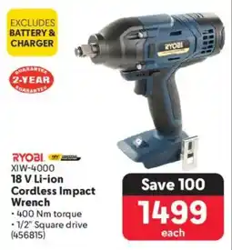 Makro RYOBI 18 V Li-ion Cordless Impact Wrench offer