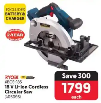 Makro RYOBI 18 V Li-ion Cordless Circular Saw offer
