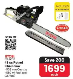 Makro RYOBI 45 cc Petrol Chain Saw offer