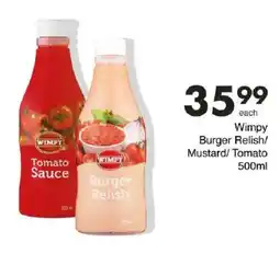 Save Hyper Wimpy Burger Relish/ Mustard/ Tomato offer