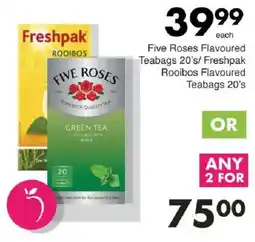 Save Hyper Five Roses Flavoured Teabags/ Freshpak Rooibos Flavoured Teabags offer