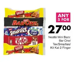 Save Hyper Nestlé Mini Bars Bar One/ Tex/ Smarties/ Kit Kat 2 Finger offer