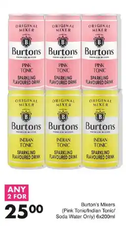 Save Hyper Burton's Mixers Pink Tonic/ Indian Tonic/ Soda Water Only offer