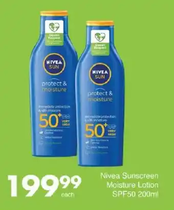 Save Hyper Nivea Sunscreen Moisture Lotion SPF50 offer