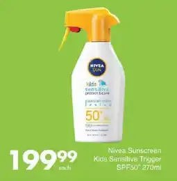 Save Hyper Nivea Sunscreen Kids Sensitive Trigger SPF50 offer