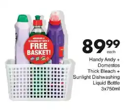 Save Hyper Handy Andy + Domestos Thick Bleach + Sunlight Dishwashing Liquid Bottle offer
