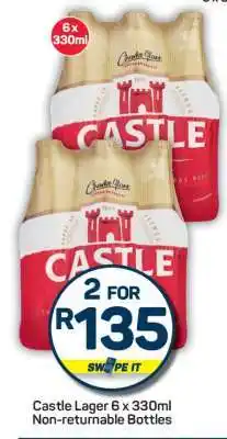 Pick n Pay Castle Lager 6 x 330ml Non-returnable Bottles offer