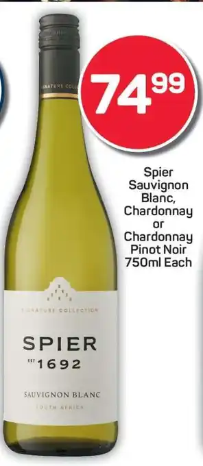Pick n Pay Spier Sauvignon Blanc, Chardonnay or Chardonnay Pinot Noir 750ml Each offer