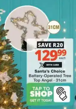 Checkers Hyper Santa's Choice Battery-Operated Tree Top Angel offer