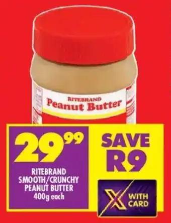Shoprite Ritebrand smooth/ crunchy peanut butter offer