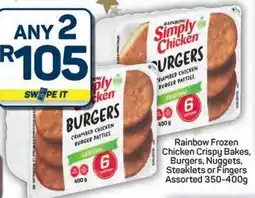 Pick n Pay Hypermarket Rainbow Frozen Chicken Crispy Bakes, Burgers, Nuggets, Steaklets or Fingers Assorted offer
