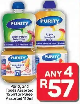 Pick n Pay Hypermarket Purity 2nd Foods Assorted or Puree Assorted offer