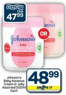 Pick n Pay Hypermarket Johnson's Baby Aqueous Cream or Jelly Assorted offer