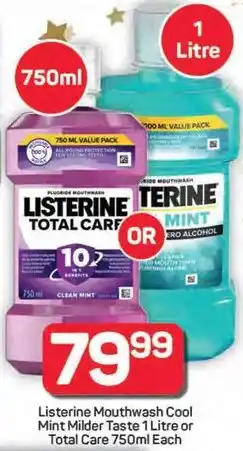 Pick n Pay Hypermarket Listerine Mouthwash Cool Mint Milder Taste or Total Care offer