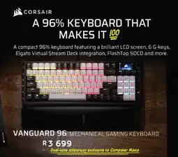 Computer Mania Corsair vanguard 96 mechanical gaming keyboard offer