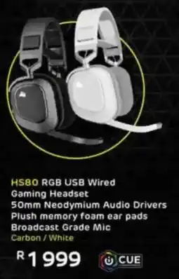 Computer Mania Corsair HS80 RGB USB Wired Gaming Headset offer
