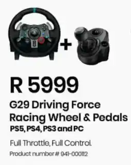 Computer Mania Logitech G29 Driving Force Racing Wheel & Pedals offer