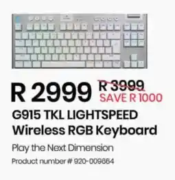 Computer Mania Logitech G915 TKL LIGHTSPEED Wireless RGB Keyboard offer