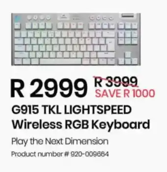 Computer Mania Logitech G915 TKL LIGHTSPEED Wireless RGB Keyboard offer