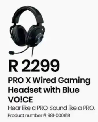 Computer Mania Logitech PRO X Wired Gaming Headset with Blue VOICE offer