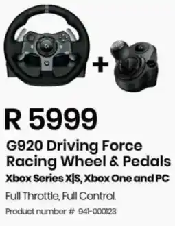 Computer Mania Logitech G920 Driving Force Racing Wheel & Pedals offer