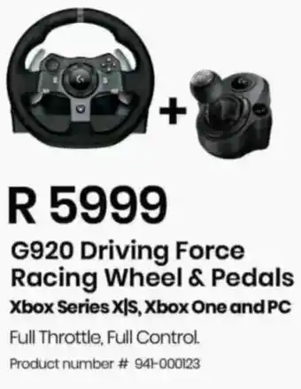 Computer Mania Logitech G920 Driving Force Racing Wheel & Pedals offer