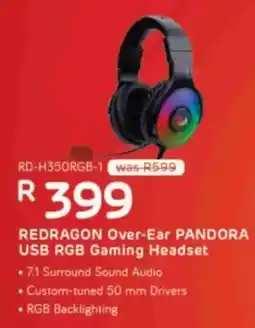 Computer Mania REDRAGON Over-Ear PANDORA USB RGB Gaming Headset offer