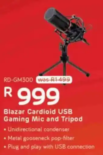 Computer Mania Redragon Blazar Cardioid USB Gaming Mic and Tripod offer