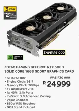 Computer Mania Zotac gaming geforce rtx 5080 solid core 16gb gddr7 graphics card offer