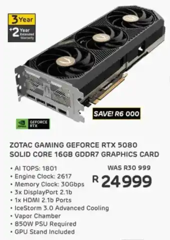 Computer Mania Zotac gaming geforce rtx 5080 solid core 16gb gddr7 graphics card offer