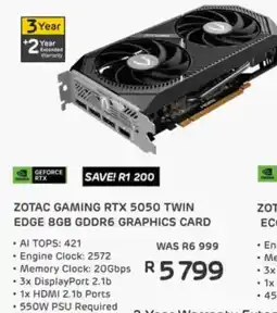 Computer Mania Zotac gaming rtx 5050 twin edge 8gb gddr6 graphics card offer