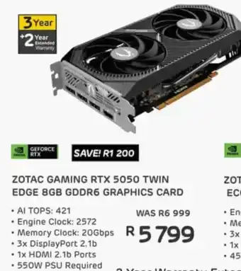 Computer Mania Zotac gaming rtx 5050 twin edge 8gb gddr6 graphics card offer