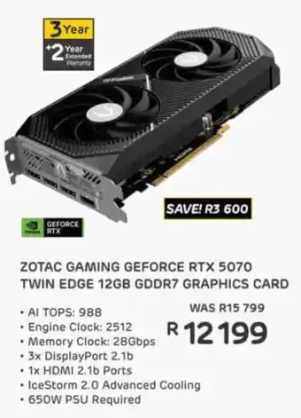 Computer Mania Zotac gaming geforce rtx 5070 twin edge 12gb gddr7 graphics card offer