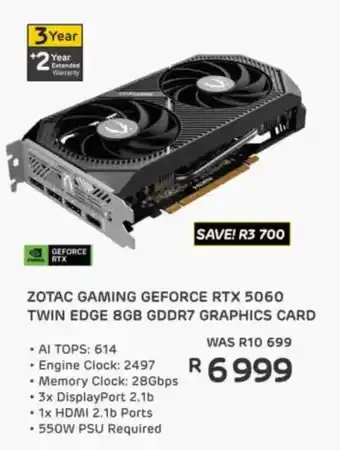 Computer Mania Zotac gaming geforce rtx 5060 twin edge 8gb gddr7 graphics card offer