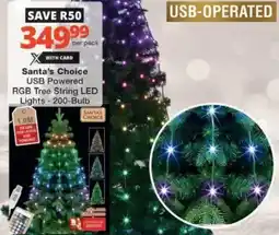 Checkers Hyper Santa's Choice USB Powered RGB Tree String LED Lights offer