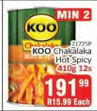 KitKat Cash and Carry KOO Chakalaka Hot & Spicy 410g 12s offer