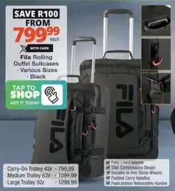 Checkers Hyper Fila Rolling Duffel Suitcases offer