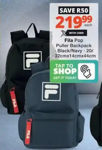 Checkers Hyper Fila Pop Puller Backpack offer