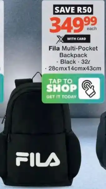 Checkers Hyper Fila Multi-Pocket Backpack offer