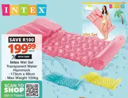 Checkers Hyper Intex Wet Set Transparent Water Hammock offer