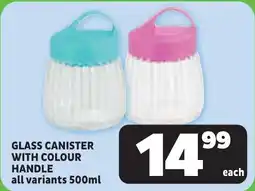 Usave Glass canister with colour handle offer