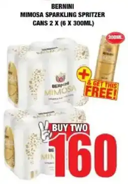 Boxer Liquors Bernini mimosa sparkling spritzer cans offer