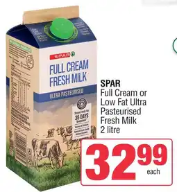 Spar SPAR Full Cream or Low Fat Ultra Pasteurised Fresh Milk offer