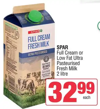 Spar SPAR Full Cream or Low Fat Ultra Pasteurised Fresh Milk offer