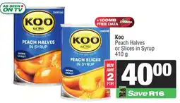 Spar Koo Peach Halves or Slices in Syrup offer