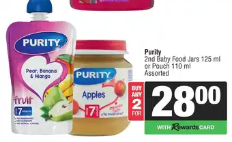 Spar Purity 2nd Baby Food Jars or Pouch Assorted offer