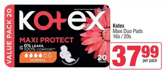 Spar Kotex Maxi Duo Pads offer