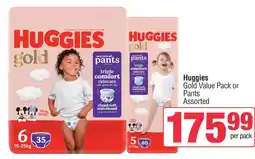 Spar Huggies Gold Value Pack or Pants Assorted offer